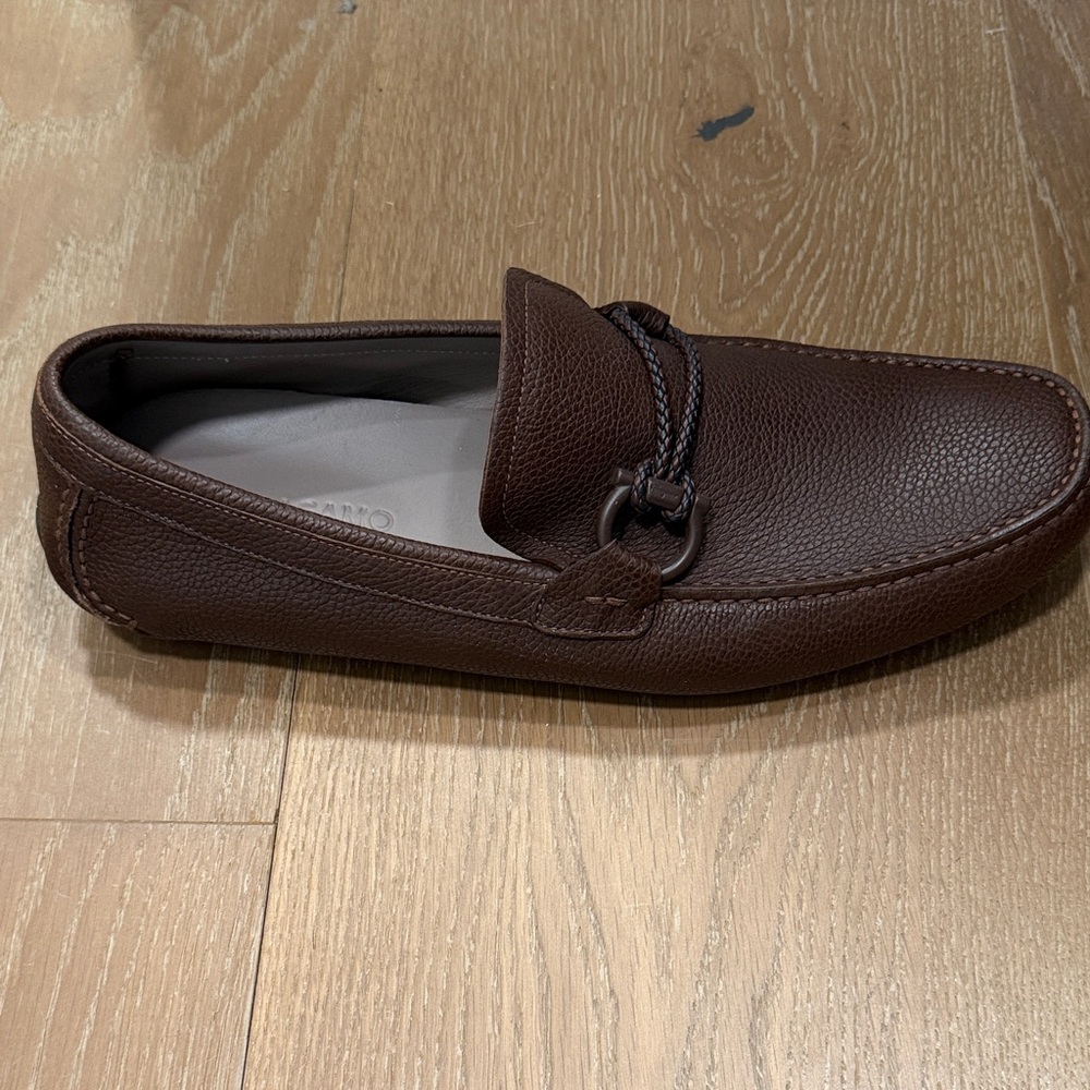Brand new never worn Salvatore Ferragamo Dark Brown Leather Slip-Ons